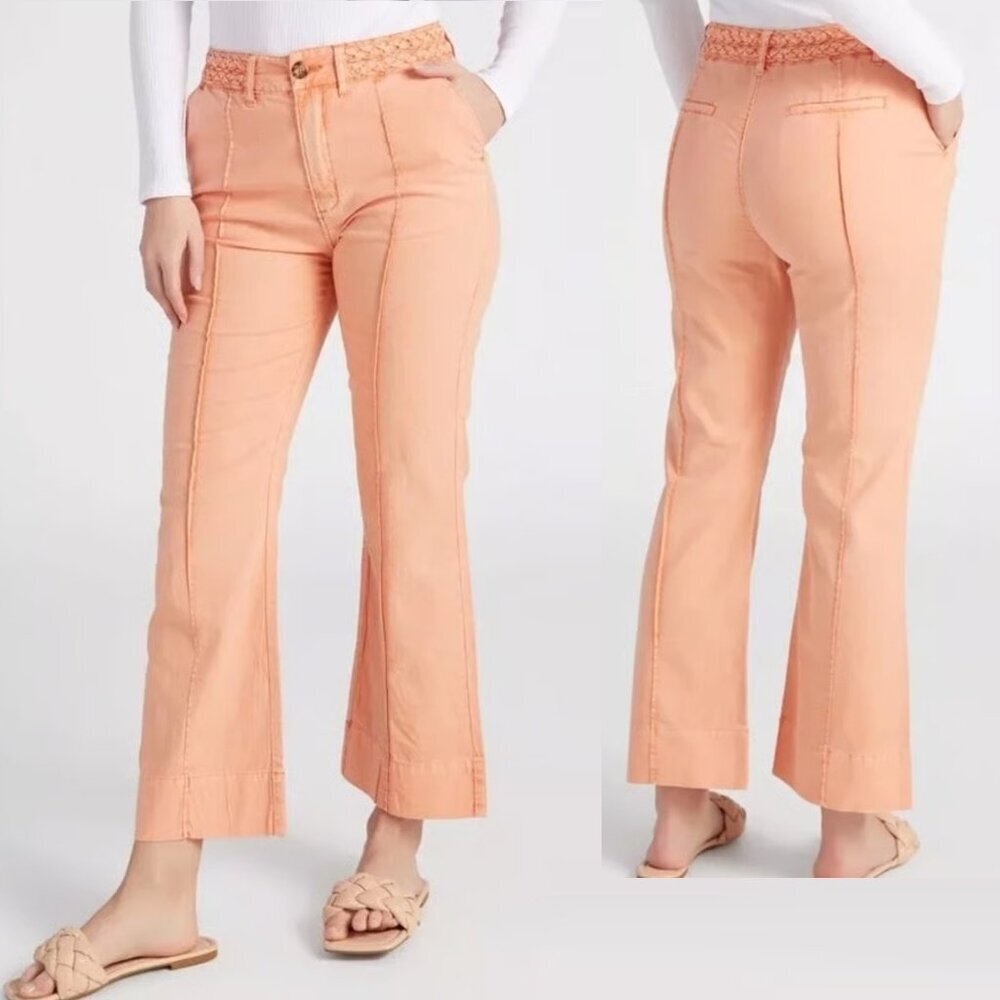 NWT New Habitual Linen Cotton Cropped Kick Flare Pink Pants Size 28'' - Picture 8 of 10